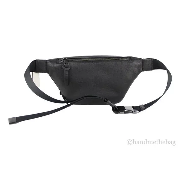 NWT Coach Men's Thompson Black Varsity Stripe Belt Bag Logo Jacquard Canvas LGE - Picture 5 of 10